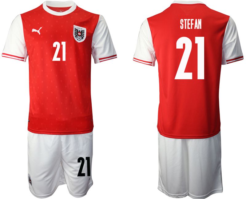 Men 2020-2021 European Cup Austria home red #21 Soccer Jersey-0